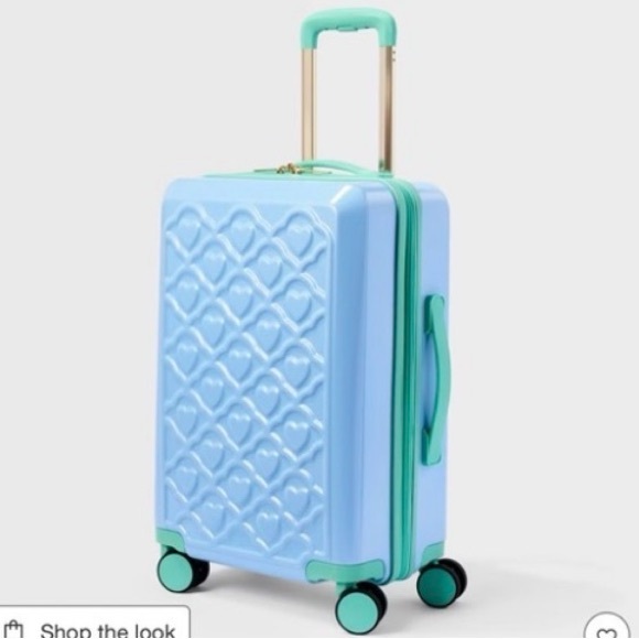 Roller Rabbit Handbags - NWT Roller Rabbit x Target Blue Embossed Hearts Spinner Carryon Suitcase.🩵🩵🩵